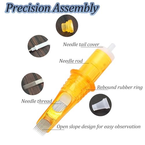 HOINCO 50-Piece Tattoo Cartridge Needles Assorted Mixed Sizes - Round Liner, Shader, Magnum 12 Standard 3RL 5RL 7RL 9RL 3RS 5RS 7RS 5RM 7RM 5M1 - görsel 6