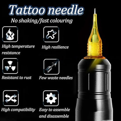 HOINCO 50-Piece Tattoo Cartridge Needles Assorted Mixed Sizes - Round Liner, Shader, Magnum 12 Standard 3RL 5RL 7RL 9RL 3RS 5RS 7RS 5RM 7RM 5M1