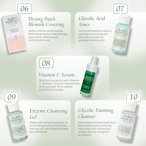 A Little Bit of Mario 10-Piece Skincare Kit – Vitamin C Serum, Glycolic Acid Toner, Hyaluronic Dew Cream, Collagen Mask, HOCI Spray & Cleanser – Brightening, Anti-Aging & Hydration – Travel & Gift Set Avelisse