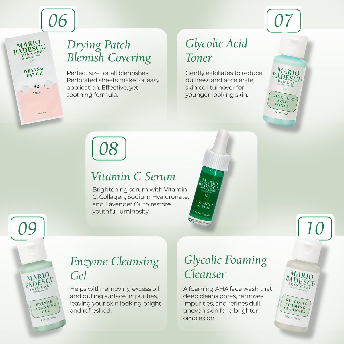 A Little Bit of Mario 10-Piece Skincare Kit – Vitamin C Serum, Glycolic Acid Toner, Hyaluronic Dew Cream, Collagen Mask, HOCI Spray & Cleanser – Brightening, Anti-Aging & Hydration – Travel & Gift Set Avelisse