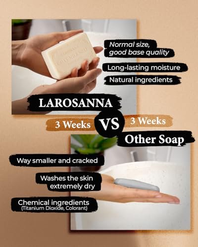 larosanna Australian Goat Milk Soap – Moisturizing Triple-Milled Bar Soap with Cocoa Butter, Aloe Vera & Pure Plant Oil, 6.3 oz, Pack of 4 Avelisse