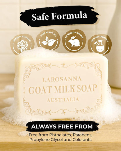 larosanna Australian Goat Milk Soap – Moisturizing Triple-Milled Bar Soap with Cocoa Butter, Aloe Vera & Pure Plant Oil, 6.3 oz, Pack of 4 Avelisse