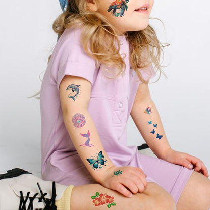 CHARLENT 320 Mixed Styles Temporary Tattoos for Kids - 36 Sheets of Car, Dinosaur, Hawaii, Mermaid, Watercolor Animals Tattoo Stickers for Birthday Party Supplies