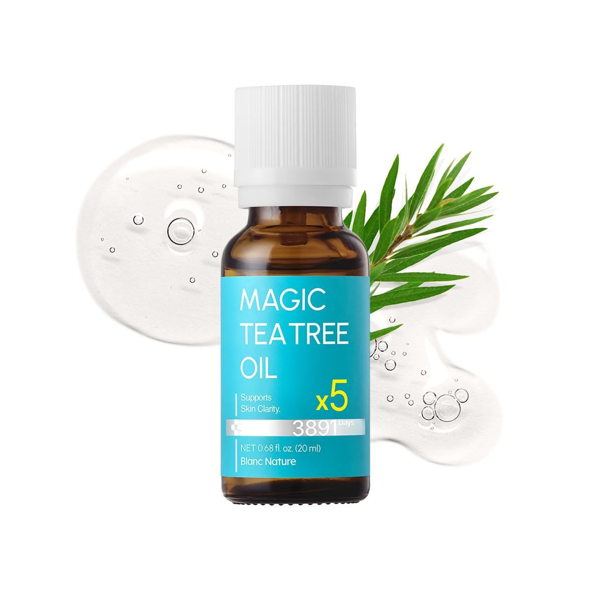 BLANC NATURE Magic Tea Tree Oil Spot Care for Face - Clarifying Facial Oil for Oily & Sensitive Skin, Lightweight & Fast Absorption, Vegan Korean Skincare, 0.68 fl oz (20ml) Avelisse