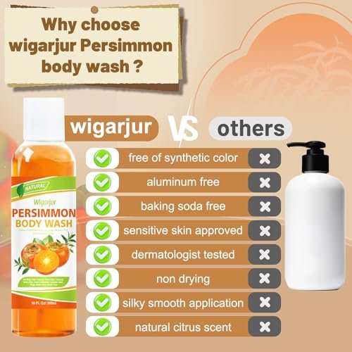 wigarjur Persimmon Body Wash for Strong Body Odor - Nonenal Eliminator with Natural Persimmon & Green Tea Extracts, 10 Fl Oz - görsel 14