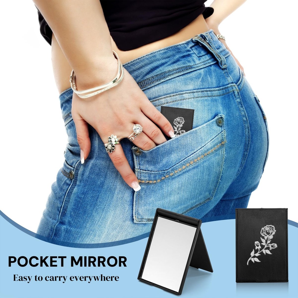 ZOOFOX 50 Pieces Mini Folding Mirror Bulk - Compact Makeup Mirror for Purse, Portable Travel Mirror for Women Party Favors Daily Use Avelisse
