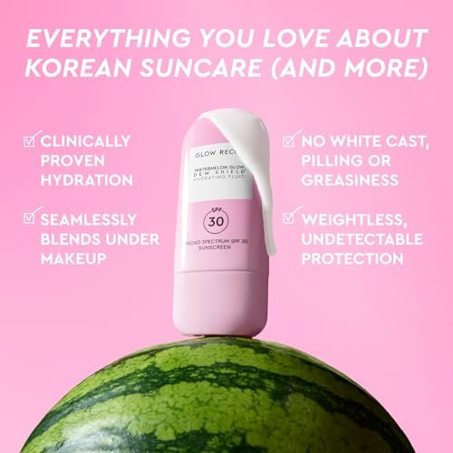 Glow Recipe Dew Shield Korean Face Sunscreen SPF 30, Broad Spectrum Hydrating Sunscreen Moisturizer, Dewy Lightweight Primer for Under Makeup, No White Cast or Pilling, Niacinamide (15ml) Avelisse