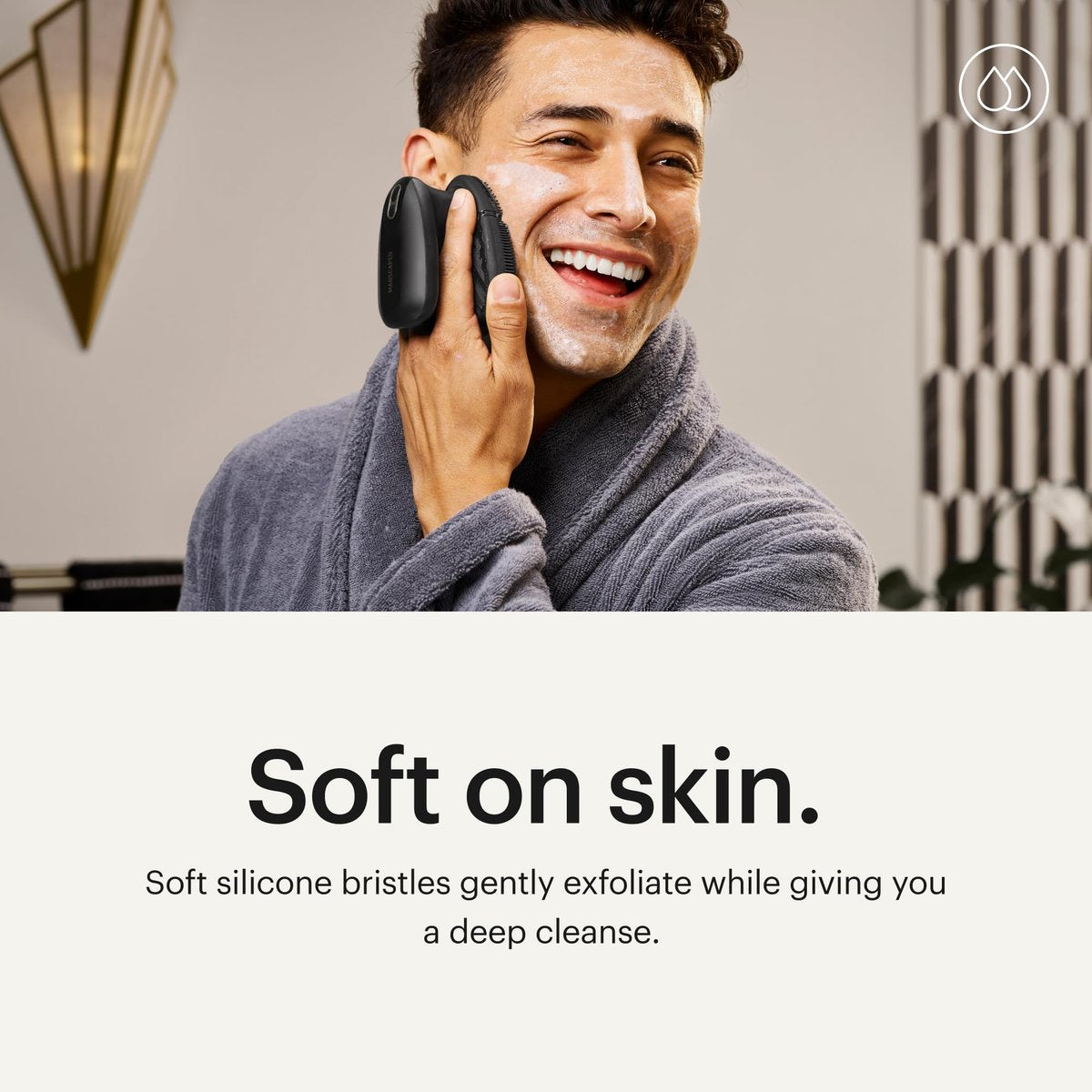 MANSCAPED® The Face Buffer PRO - Men's Electric Silicone Face Scrubber for Nourishing, Deep Cleaning & Exfoliating Your Skin, 3 Facial Cleansing Modes & 2 Sonic Vibration Speeds, Travel Lock Avelisse