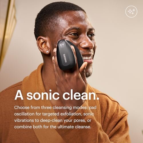MANSCAPED® The Face Buffer PRO - Men's Electric Silicone Face Scrubber for Nourishing, Deep Cleaning & Exfoliating Your Skin, 3 Facial Cleansing Modes & 2 Sonic Vibration Speeds, Travel Lock Avelisse