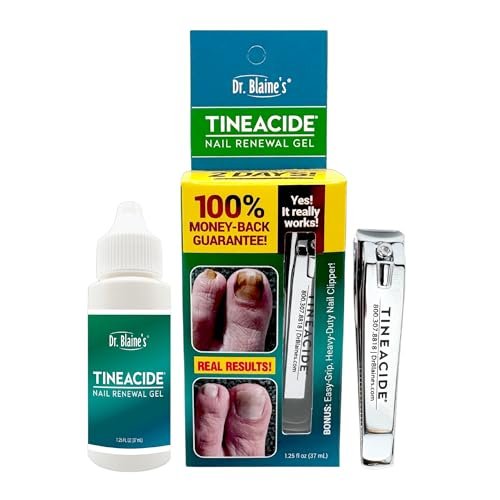Dr. Blaine's Tineacide Nail Renewal Gel – Softens, Hydrates & Improves Appearance of Thick, Brittle & Discolored Nails – Targets Cracking & Yellowing – Includes Precision Clippers – 1.25 fl oz Avelisse