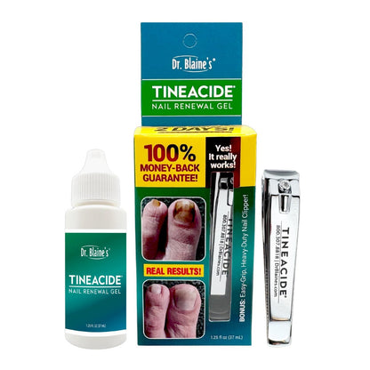 Dr. Blaine's Tineacide Nail Renewal Gel – Softens, Hydrates & Improves Appearance of Thick, Brittle & Discolored Nails – Targets Cracking & Yellowing – Includes Precision Clippers – 1.25 fl oz Avelisse