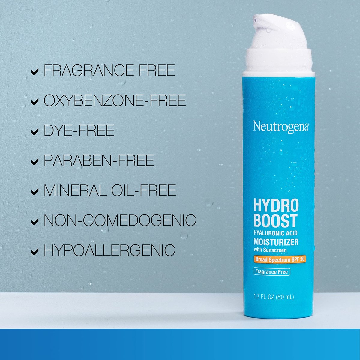 Neutrogena Hydro Boost Hyaluronic Acid Hydrating Face Moisturizer with SPF 50 & Trial Size Cleanser Avelisse