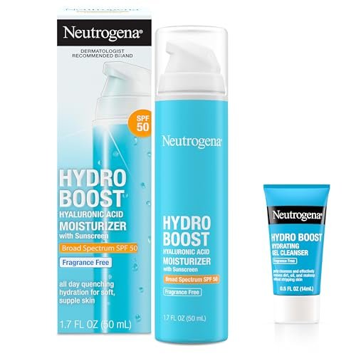 Neutrogena Hydro Boost Hyaluronic Acid Hydrating Face Moisturizer with SPF 50 & Trial Size Cleanser Avelisse
