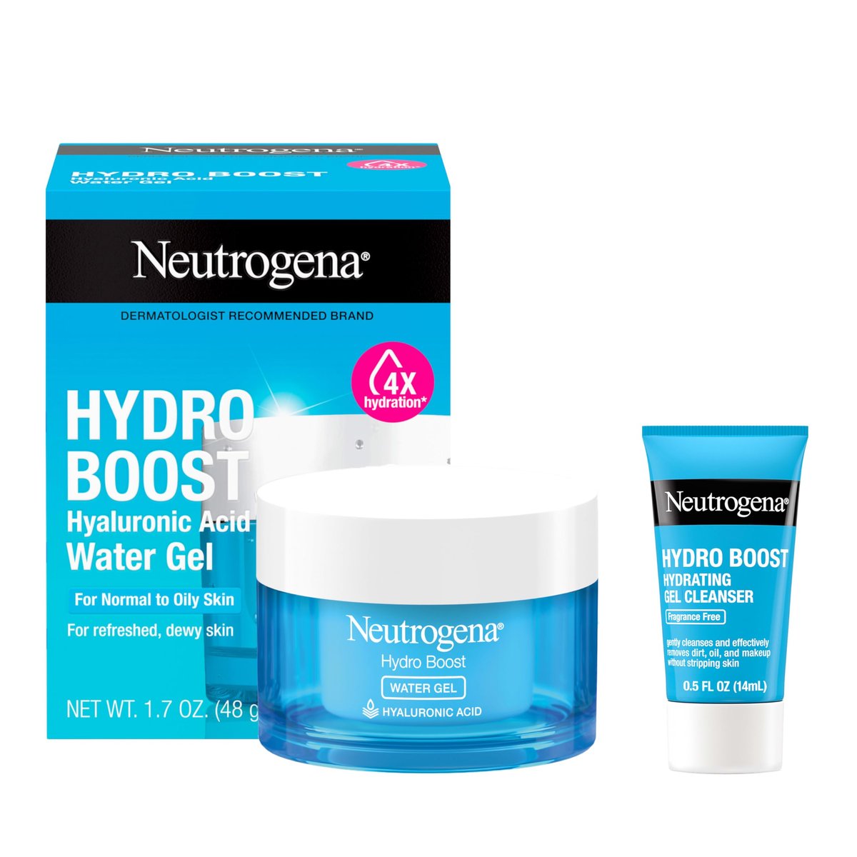 Neutrogena Hydro Boost Water Gel with Hyaluronic Acid for Normal to Oily Skin, 1.7 fl. oz + Trial Size Hydro Boost Facial Cleanser, 0.5 fl. oz Avelisse