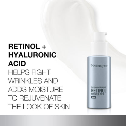 Neutrogena Rapid Wrinkle Repair Retinol Face Moisturizer Night Cream with Hyaluronic Acid, 1 fl. oz + Trial Size Hydro Boost Facial Cleanser, 0.5 fl. oz