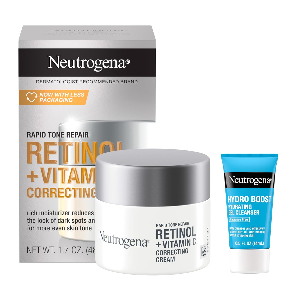 Neutrogena Rapid Tone Repair Retinol + Vitamin C Face Moisturizer with Dark Spot Corrector & Hydro Boost Facial Cleanser Trial Size Avelisse