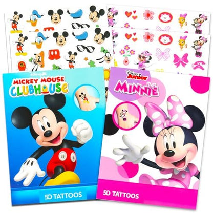 Disney Mickey and Minnie Temporary Tattoos Party Favors Pack - 50 Mickey Mouse + 50 Minnie Mouse Tattoos for Kids, Toddlers, Boys, Girls