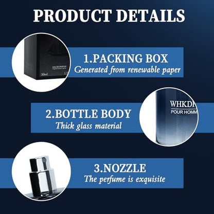 WHKDFV Eau de Toilette Pheromone Cologne for Men - Citrus Fresh Long-Lasting Spray Perfume with Lemon Pepper and Cedar Base Notes, 1.7 oz Portable Cologne for Everyday Elegance and Special Occasions