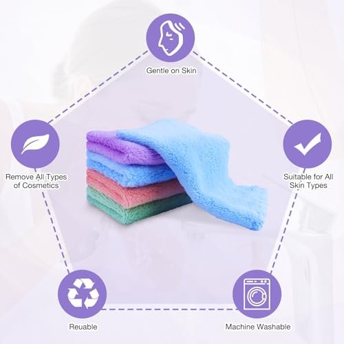 JOHOKAKITI Makeup Remover Cloths 28 Pack - Super Soft Premium Coral Velvet Facial Cleansing Towels 7x7 Inch, Highly Absorbent Microfiber Reusable Washcloths for Face, Eye, Lips - görsel 10