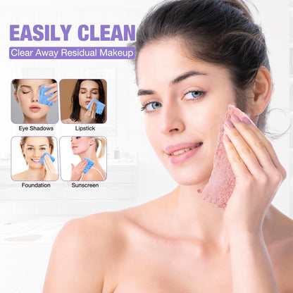 JOHOKAKITI Makeup Remover Cloths 28 Pack - Super Soft Premium Coral Velvet Facial Cleansing Towels 7x7 Inch, Highly Absorbent Microfiber Reusable Washcloths for Face, Eye, Lips