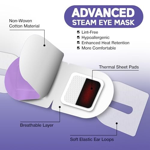LumiDew Steam Eye Mask - Self-Heating, Unscented, 16 Pack for Dry Eye Relief, Stye Treatment, and Relaxing Sleep Avelisse