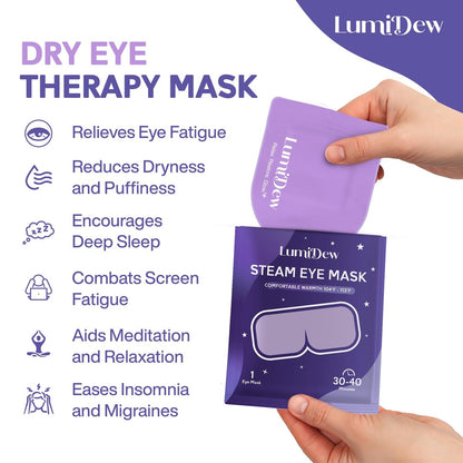LumiDew Steam Eye Mask - Self-Heating, Unscented, 16 Pack for Dry Eye Relief, Stye Treatment, and Relaxing Sleep Avelisse