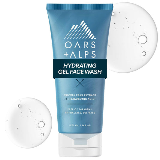 Oars + Alps Hydrating Gel Face Wash - Daily Gentle Face Cleanser with Prickly Pear Extract & Hyaluronic Acid, Sulfate-Free Paraben-Free, 5oz Avelisse