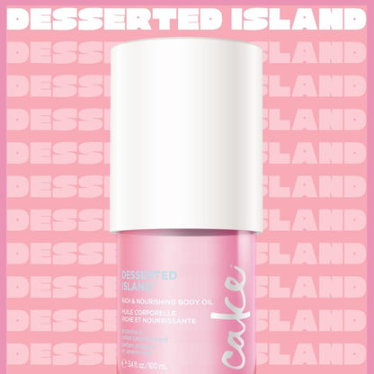 Cake Beauty Desserted Island Body Oil – Rich & Nourishing Radiance-Enhancing Body Oil with Argan Oil, Aloe & Camellia Leaf Extract for Dry Skin, 3.4 Fl Oz