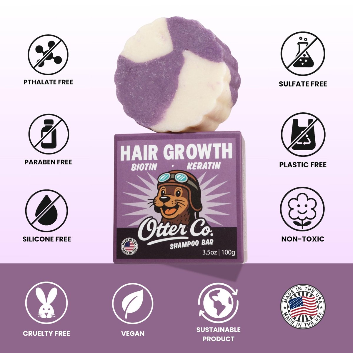 Biotin & Onion Hair Growth Shampoo Bar with Keratin, Rosemary Oil, ACV – Vegan, Sulfate Free, Non Toxic – for Thinning Hair, Women & Men – USA Made Avelisse