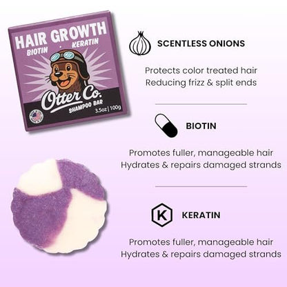 Biotin & Onion Hair Growth Shampoo Bar with Keratin, Rosemary Oil, ACV – Vegan, Sulfate Free, Non Toxic – for Thinning Hair, Women & Men – USA Made Avelisse