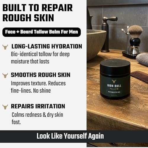 Iron Bull Handmade Beef Tallow Face Moisturizer for Men – Wrinkle Defense, Natural Clean Scent, 2 oz - görsel 13