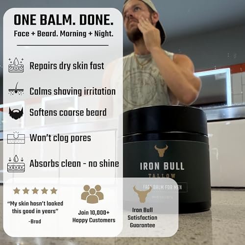 Iron Bull Handmade Beef Tallow Face Moisturizer for Men – Wrinkle Defense, Natural Clean Scent, 2 oz - görsel 3