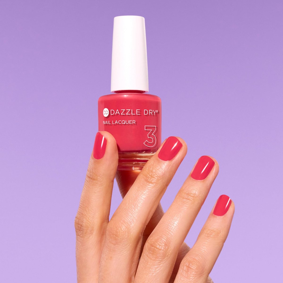 Dazzle Dry Nail Lacquer (Step 3) - Let's Get Away - Vivid Coral Reddish-Pink Nail Polish, Full Coverage Cream, 0.5 fl oz Avelisse
