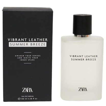 Zara Vibrant Leather Summer Breeze Eau de Parfum for Men - 100ml (3.38 fl oz) - Fresh Citrus & Woody Fragrance for Daily Wear