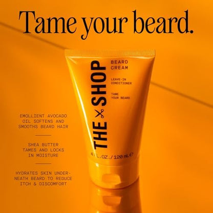 The Shop by LeBron James Men's Conditioning Beard Cream - Leave-In Moisturizer with Avocado Oil & Shea Butter, Softens, Hydrates & Tames Facial Hair, Lightweight & Non-Greasy, Eucalyptus Scent, 4 Fl Oz