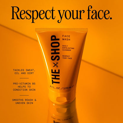 The Shop by LeBron James Men's Daily Exfoliating Face Wash - Gentle Cleanser for All Skin Types, Unclogs Pores, Removes Dirt & Oil, Eucalyptus Scent, 4 Fl Oz