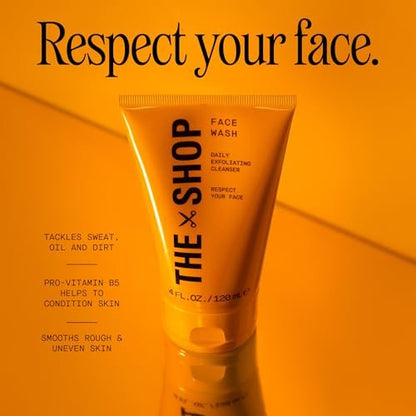 The Shop by LeBron James Men's Daily Exfoliating Face Wash - Gentle Cleanser for All Skin Types, Unclogs Pores, Removes Dirt & Oil, Eucalyptus Scent, 4 Fl Oz
