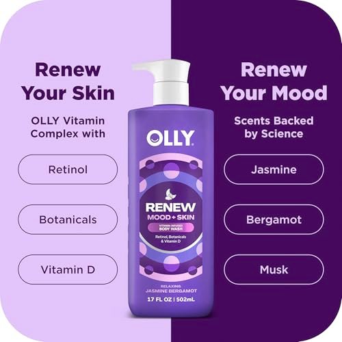 OLLY Renew Body Wash with Vitamin D, Retinol & Botanicals – Nourishing Cleanser for Skin Barrier Repair, Deep Hydration, Jasmine Bergamot Scent, 17oz - görsel 5
