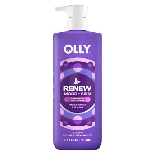 OLLY Renew Body Wash with Vitamin D, Retinol & Botanicals – Nourishing Cleanser for Skin Barrier Repair, Deep Hydration, Jasmine Bergamot Scent, 17oz - görsel 1