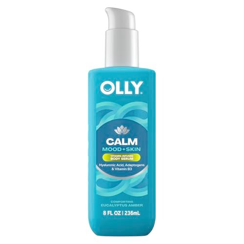 OLLY Calm Body Lotion-Serum with Hyaluronic Acid, Adaptogens & Vitamin B3 – Nourishing Skin Barrier Repair, Deep Hydration, Eucalyptus Amber Scent, 8 oz - görsel 2