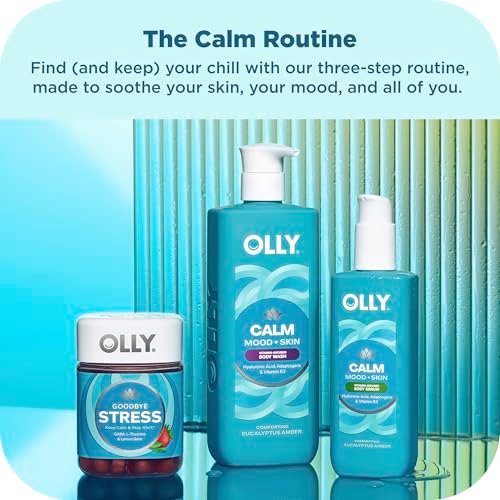 OLLY Calm Body Lotion-Serum with Hyaluronic Acid, Adaptogens & Vitamin B3 – Nourishing Skin Barrier Repair, Deep Hydration, Eucalyptus Amber Scent, 8 oz - görsel 8