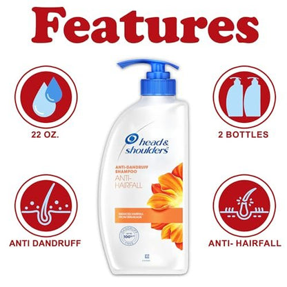 Head & Shoulders Anti Hair Fall Shampoo, 2 Pack Anti Dandruff Shampoo, Relieves Dry Scalp and Repairs Damage, Fresh Scent, 22 oz Pump Bottles Avelisse