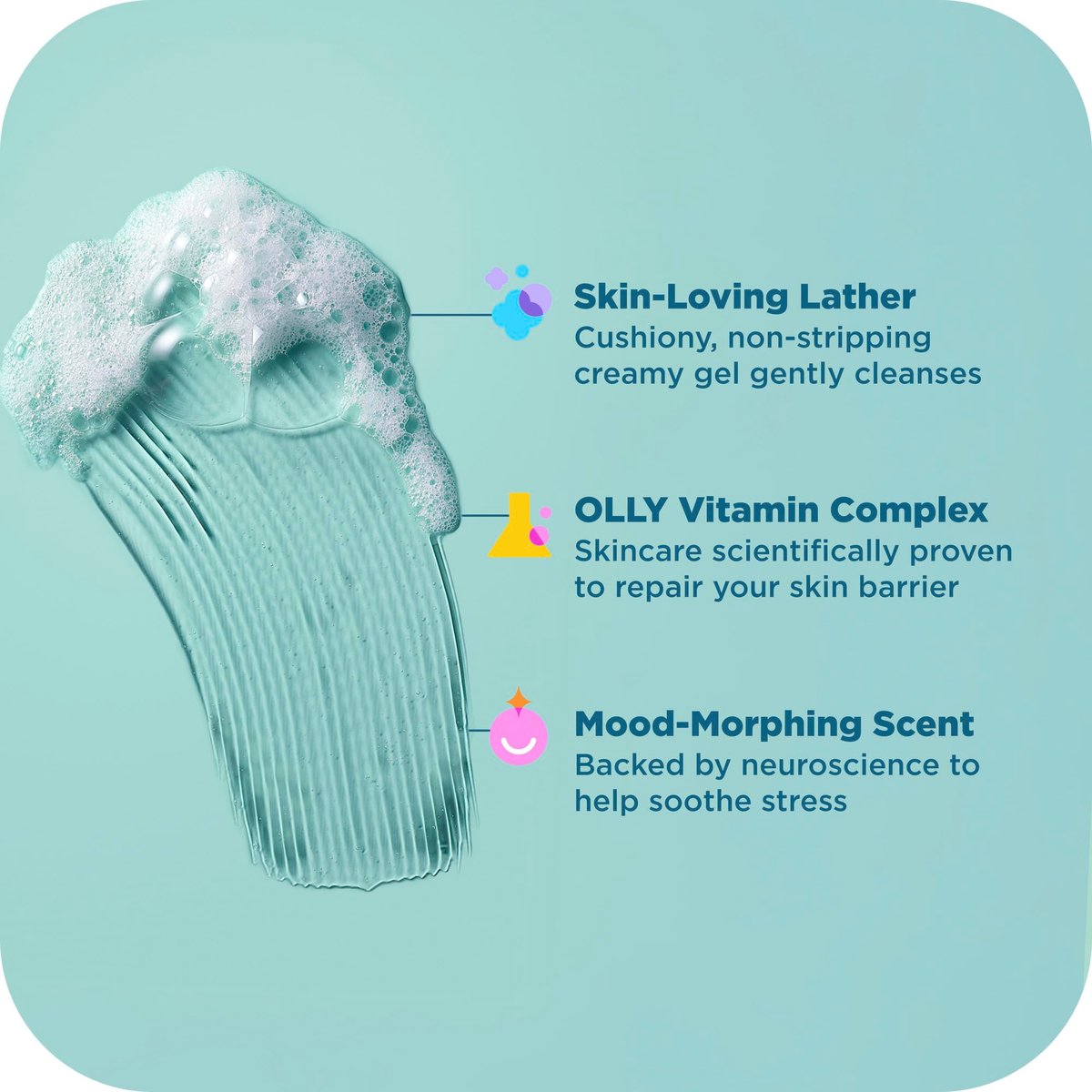 OLLY Calm Body Wash with Hyaluronic Acid, Adaptogens & Vitamin B3 – Nourishing Cleanser for Skin Barrier Repair, Deep Hydration, Eucalyptus Amber Scent, 17 oz - görsel 10