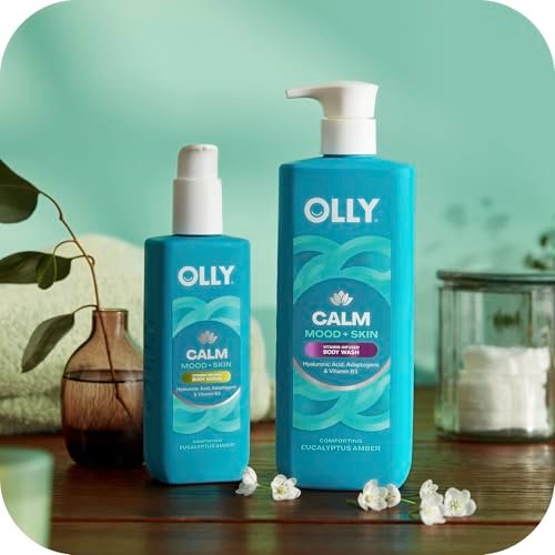 OLLY Calm Body Wash with Hyaluronic Acid, Adaptogens & Vitamin B3 – Nourishing Cleanser for Skin Barrier Repair, Deep Hydration, Eucalyptus Amber Scent, 17 oz - görsel 7