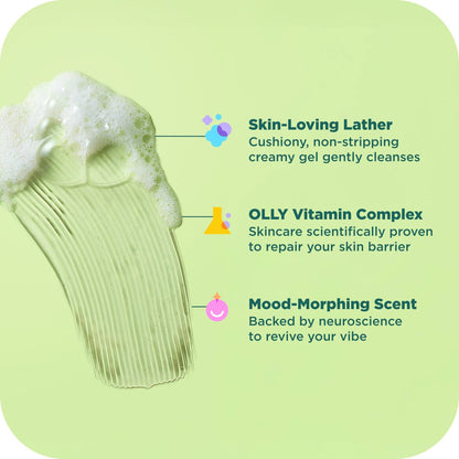 OLLY Revive Body Wash with Magnesium, Electrolytes & Vitamin B12 – Nourishing Cleanser for Skin Barrier Repair, Deep Hydration, Refreshing Nerolidew Scent, 17 oz