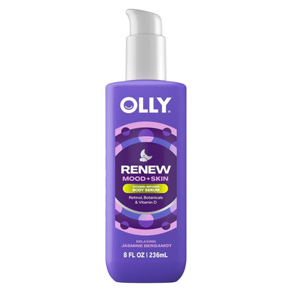OLLY Renew Body Lotion-Serum with Vitamin D, Retinol & Botanicals – Nourishing Cleanser for Skin Barrier Repair, Deep Hydration, Jasmine Bergamot Scent, 8oz