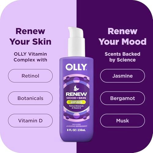 OLLY Renew Body Lotion-Serum with Vitamin D, Retinol & Botanicals – Nourishing Cleanser for Skin Barrier Repair, Deep Hydration, Jasmine Bergamot Scent, 8oz - görsel 6