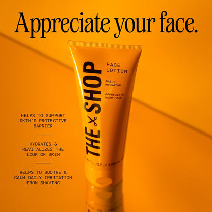 The Shop by LeBron James Men's Hydrating Face Lotion – Lightweight Daily Moisturizer for All Skin Types, Soothes Post-Shave Irritation, Protects Barrier, Non-Greasy Formula, Eucalyptus Scent, 3.4 Fl Oz