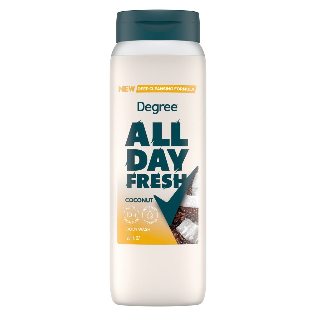 Degree All Day Fresh Body Wash Fresh Coconut Deep Cleansing 20 oz - görsel 1