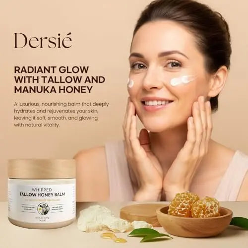 Dersie Cream with Magnesium and Tallow - Honey Tallow Balm, 2.12 oz - Face Moisturizer Avelisse